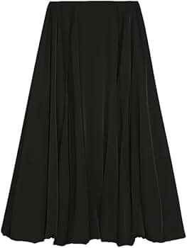 Women Balloon Skirt Long Satin Vintage Loose High Waist A