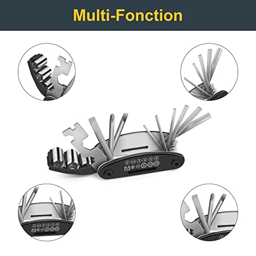 16-in-1 Werkzeuge für Fahrrad-Multitool,TAAMAN Multiwerkzeug,Flickzeug,Schrauber,Reifenheber,Speichenschlüssel und Feile - Image 5