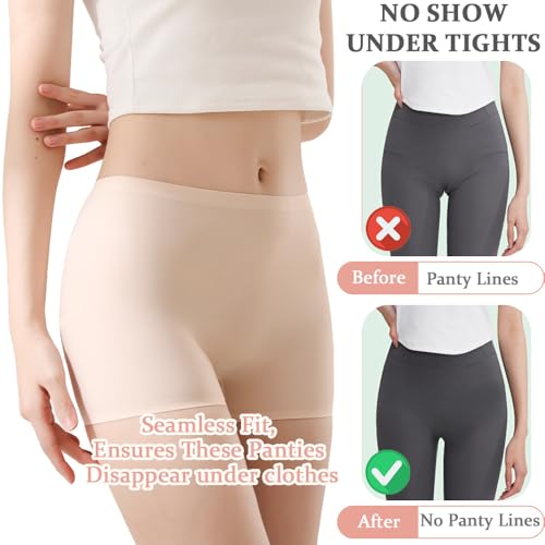 Teen Girls Seamless Boyshorts Underwear No Show Underpants Zero Feel Safety Panties for Dress Age 8-183