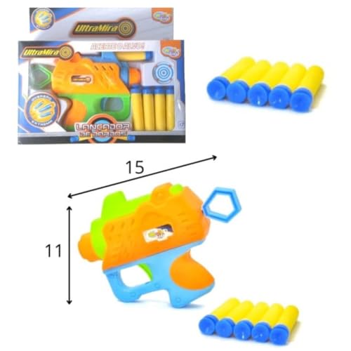 PISTOLA ARMA LANÇA DARDOS BRINQUEDO INFANTIL LANÇADOR DE 5 DARDOS MACIOS DE ESPUMA MAIS SEGURO QUE G