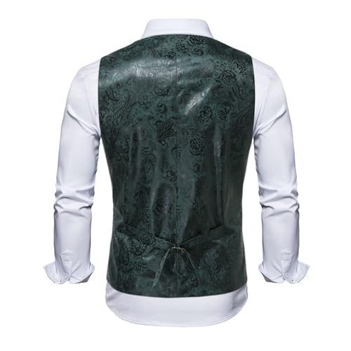 Chaleco para hombre de traje ajustado con elegante patrón negro 5