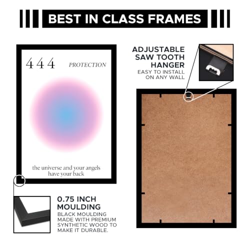 Image of 444 Protection Premium Framed Wall Poster (12x18 Inch) | inchThe Universe and Your Angels Have Your Back inch Inspirational Wall Art | Spiritual & Positive Energy Decor for Bedroom, Living Room, Office & Workspace | Ready-to-Hang Display Frame