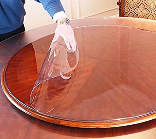 Clear Round Table Cover Protector Vinyl Waterproof Plastic Tablecloth Anti-Hot Table Mat Transparent Tablecloths Circle Table Top Protector For Coffee Table, Dining Room Table (Dia.64 Inch,Clear) #TOP7