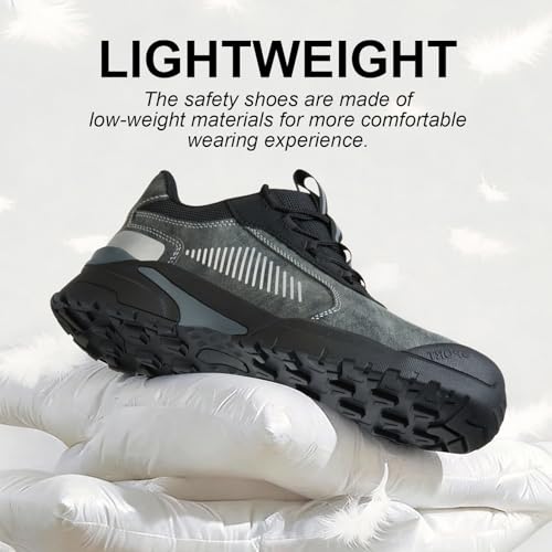 Image of Steel Toe Shoes for Men,Lightweight Work Shoes,Mens Indestructible Safety Boots,Puncture Proof Construction Steel Toe Sneaker.