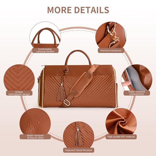 Garment Bag for Travel, 2 in 1 Carry On Duffle Bag with Shoe Pouch, Convertible Foldable Hanging Suitcase Dress Suit Business Travel Bags4