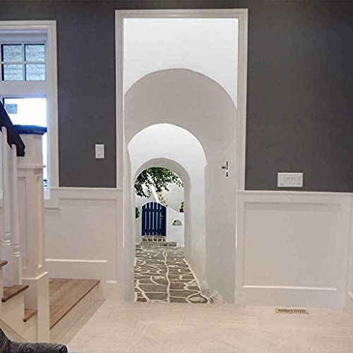 CBWRAW Autocollants De Porte 3D Ruelle Autocollant Trompe l'oeil pour Porte - Salon Chambre Cuisine Salle De Bain Décoration Papier Peint - Amovible...