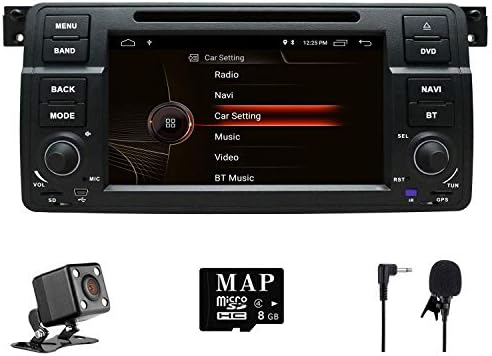 NVGOTEV Car Audio Stereo Headunit Fits for BMW 3 Series 1999 2000 2001 2002 2003 2004 E46 DVD Player Radio 8 Inch HD Touch Screen GPS Navigation with Bluetooth Steering Wheel Control 8GB Map Card