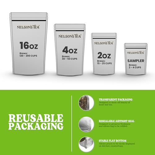 Nelson’s Tea - Sassafras Root Bark Cut & Sifted - Caffeine Free - Classic Blend Tea, Premium Sassafras Albidum Aroma for Brewing, Mixing & Wellness, Freshly Packed Resealable Bag -1oz