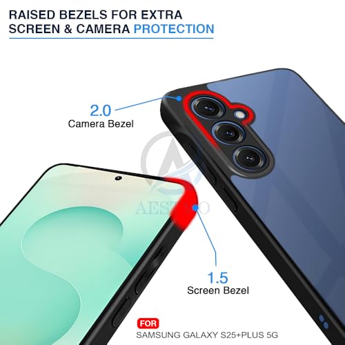 Image of AESTMO Samsung Galaxy S25 Plus 5G Back Cover | 360 Protection | Crystal Clear Hard Back Transparent | Bumper Case for Samsung Galaxy S25 Plus 5G (PC+TPU, Black Bumper)