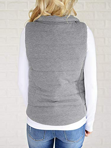 Valphsio Womens Casual Quilted Puffer Vest Lightweight Zip Up Drawstring Jacket Outerwear With Pockets #TOP2