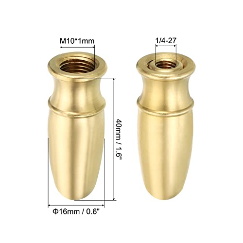 Image of PATIKIL 1.6 inch Tall Brass Lamp Finials Cap Knob, 1 Set Lamp Screw Holder Tapped 1 /4-27 for Table and Floor Lamp Shade Decorations