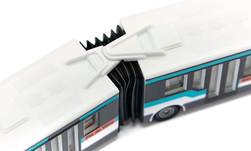 siku 1617001 - Autobus Articulé À Soufflet, Métal/Plastique, Blanc/Turquoise, Pneus En Caoutchouc, Véhicule Jouet Pour Enfants