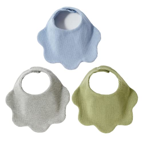 ベビー よだれかけ 三角スタイ 花びら ビブ 無地 女の子 男の子 涎掛け 唾液タオル 食事エプロン 口拭き 綿100% 柔らかい 保育園 出産祝い 新生児用 3枚セット