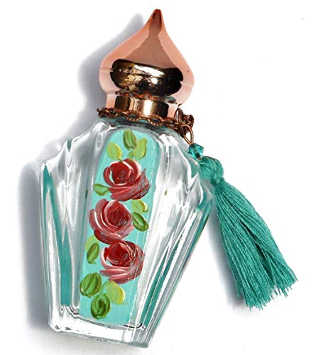 Elegant Hand-Painted Miniature Glass Perfume Bottle with Gold Twist Top - Refillable Essential Oil Holder for Travel and Decor - Image 2