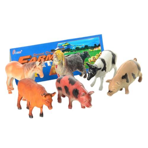 ESTLINY Kit de Animais da Fazenda Brinquedos de Borracha em Miniatura 6 unidades