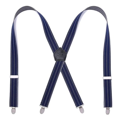 kuaidh Strong Clip Four-Clip Men's Casual Suspenders Creative Polyester Suspender(Style