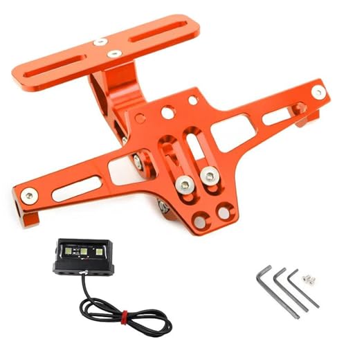 POLOFZFGKZ Für Forza 125 250 300 350 750 Verstellbarer Kennzeichenhalter Für Das Heck Motorrad Kennzeichenhalter(Orange)