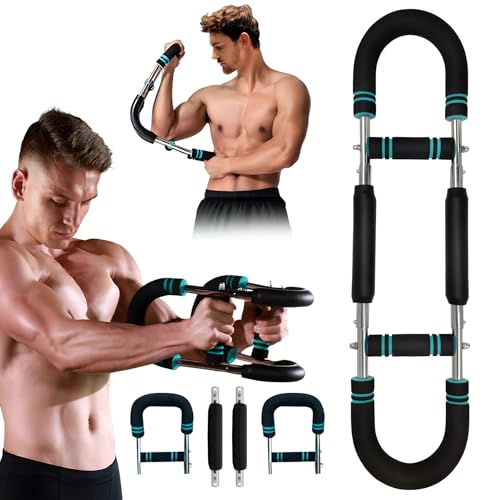 LTFIOON Twister Armtrainer, Neue 3-stufig Verstellbarer Brust und Armtrainer, 30KG/40KG/50KG Widerstand, Tragbarer Federwiderstand U- Shaker Twister Armtrainer für Heimtraining, Büro & Reise (Blau)