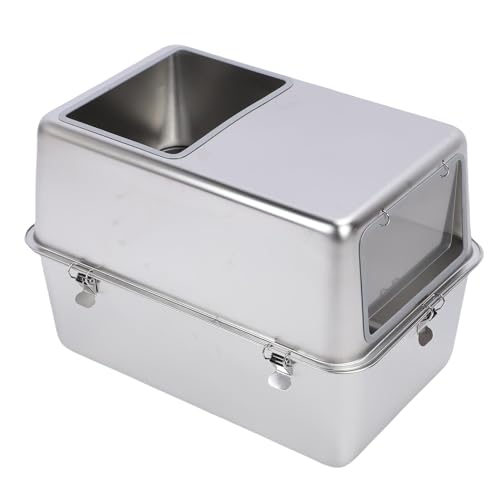 Caja de arena para gatos acero inoxidable grande miniatura 3