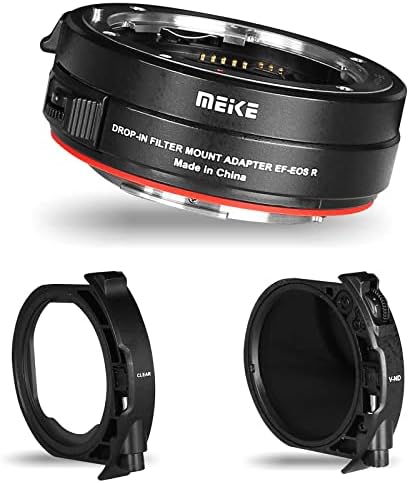 Meike MK-EFTR-C VND Metal Auto-Focus Mount Lens Adapter with Drop-in Variable ND and UV Filters Converter for Canon EF/EF-S Lenses to Canon EOS R and EOS RP R5 R5C R6 Cameras