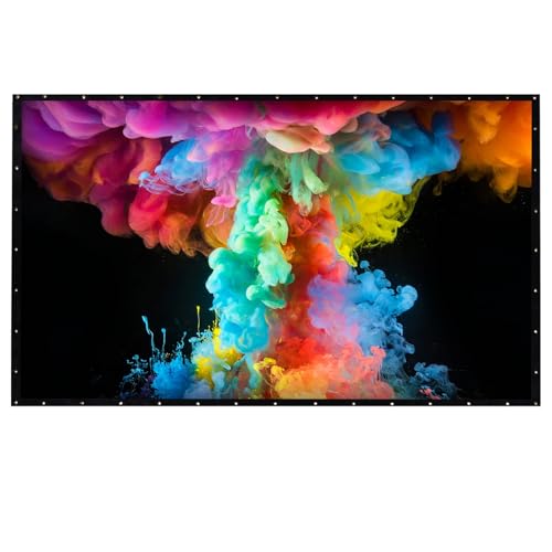 INMOZATA Pantalla de proyector plegable de 266 x 149 cm, pantalla de proyector de pared y techo con respaldo negro de PVC, relación de aspecto 16:9, pantalla blanca mate para cine en casa, teatro,