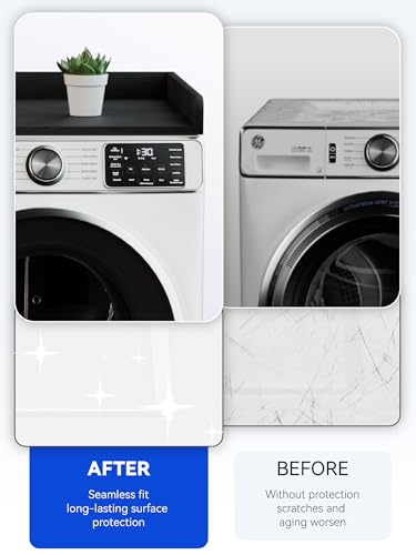 Washer Dryer Countertop with Non-Slip Mat, 27.5" x 54" Laundry Countertop with Edge Rails for Room Organization, Washer and Dryer Wood Countertop for Laundry Room Storage -Black Wood - Thumbnail 4