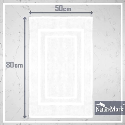 NatureMark 2er Pack Badvorleger Badematte | Premium Qualität | 100% Baumwolle | 50 x 80 cm | Duschvorleger Duschmatte Doppelpack… – Ansicht 2