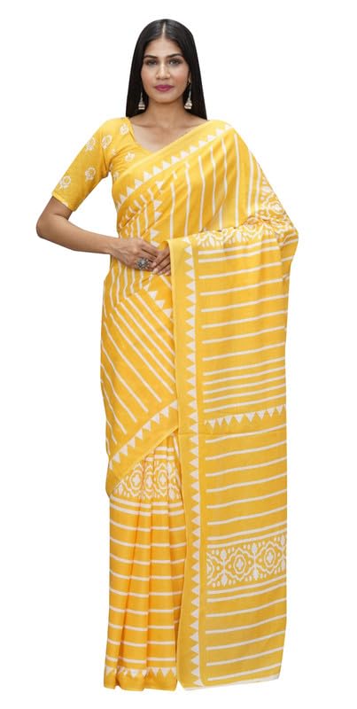 Sari pur coton imprimé avec tissu de chemisier fluide à personnaliser pour confort ultime