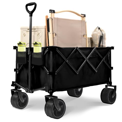 400L Collapsible, Folding Cart, Beach with Big Wheels, 450LB Heavy