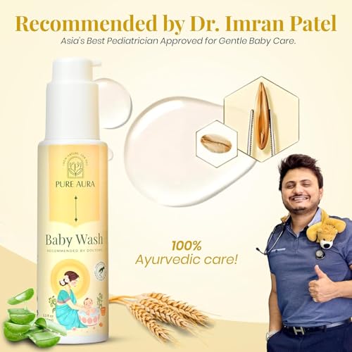 Image of Pure Aura Baby Body Wash 100ml - Doctor Recommended Ayurvedic Baby Wash with 12 Natural Herbs | Tear-Free, Gentle Hydration for Newborns & Kids