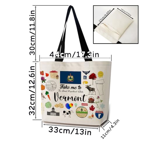 Take Me To Vermont Tote Bag Reusable Grocery Bags Aesthetic Shopping Shoulder Handbag with Interior Pocket Lightweight & Washable Stylish Vermont Travel Present for Women2