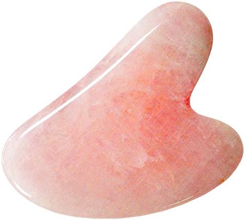 Gua Sha Facial Tool, Natural Jade Stone Guasha Board for SPA Acupuncture Therapy Trigger Point Treatment, Gua Sha Scraping Massage Tool (Pink)