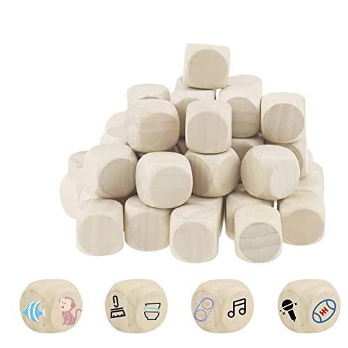 MaoNativey 20 Dados en Blanco de Bricolaje Dados de Madera sin Pintar Dados de Madera Lisa para Props de Juego de Cartas Manualidades,20 mm