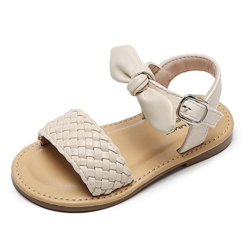 Girls Bowknot Leopard Kids Sandals Beach Summer Toddler Girls Open Toe PU Leather Sandals Princess Flat Shoes