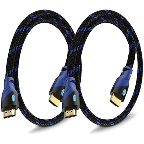 Aurum Ultra High-Speed 4k HDMI Cable with Ethernet for Gaming and TV - 2 Ft Braided Network Extender HDMI Cord Supports 3D, HDR, 1080P, ARC, Compatible with PC Laptops Xbox PS3 PS4 PS5, 2 Pack Cover
