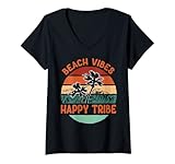 Photo Gallery donna beach vibes happy tribe - funny family vacation - surf maglietta con collo a v Photo Gallery donna beach vibes happy tribe - funny family vacation - surf maglietta con collo a v