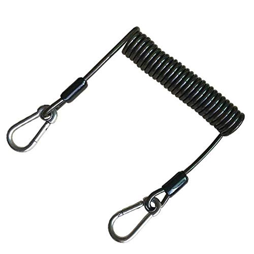 Sunshine land Pack of 2 Retractable Tool Lanyard, Fishing Coiled Lanyard, Stainless Steel Inside Heavy Duty Fishing Safety Rope Tether, for Deep Sea Fishing Tools Rod Kayak Paddles, with Carabiner
