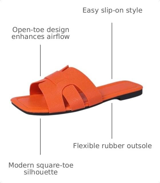 Image of Women's Dressy Casual Flat Sandals, Elegant Comfortable Slip-On Slides with Textured Upper, Versatile Dressy Style for Everyday Wear