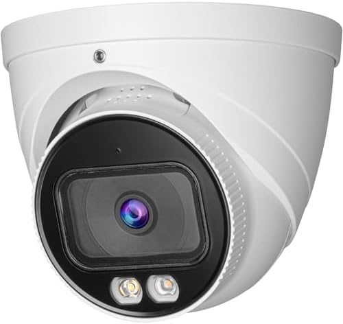 DahuaSecurity 5MP POE IP Turret Camera with AI Human/Vehicle Detection, IP67 Weatherproof, Smart Dual-Light Night Vision, Indoor/Outdoor Dome Camera, Metal Housing, Built-in Mic