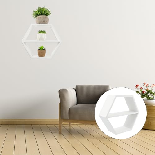Estante de almacenamiento de pared hexagonal flotante de madera para hogar 8