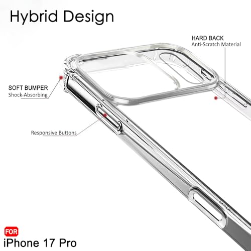Image of TheGiftKart Crystal Clear Back Cover Case for iPhone 17 Pro | 360 Degree Protection | Shock Proof Design | Transparent Back Cover Case for iPhone 17 Pro (PC & TPU, Transparent Bumper)