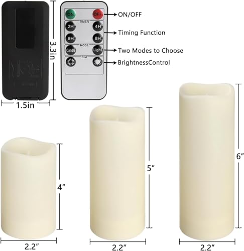 YOROXRG Set of 24 Waterproof Outdoor Flameless Candles, LED Candles with 4 Remote and Timer,(H 4" 5" 6" x D 2.2"),for Halloween Wedding Festiv - Image 6