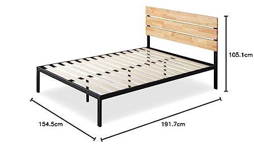 Zinus Paul de 36 cm, Estructura de Cama de Metal y Madera, somier de Listones de Madera, fácil Montaje, 150 x 190 cm, Natural