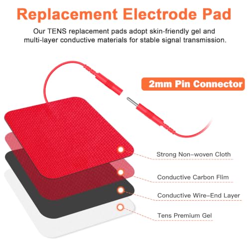 Image of 24 Pack 2''X2'' Large TENS Unit Electrode Pads, Red