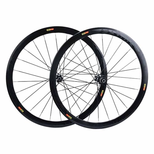 Road Bike Clincher Wheelset 700C Disc Brake Front Rear Wheels 40mm Double Wall Rim, 100/135mm QR, 7/8/9/10/11/12Speed Cassette, Presta Valves, Sealed Bearing