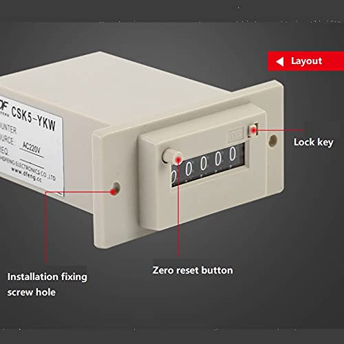 Image of Pulse Counter, CSK4-YKW 4 Digits 0-9 Industrial Totalizer Mechanical Electromagnetic Pulse Counter For Chemical Textile Machinery(DC 12V)