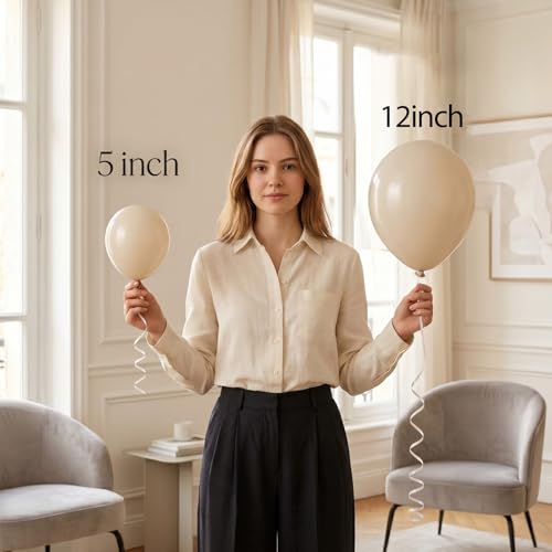 Image of Togvu White Sand Balloons, 50Pack 5 Inch Small Mini Cream Beige Latex Party Balloons for Wedding Baby Shower Bridal Shower Graduation Easter Birthday Party Decorations