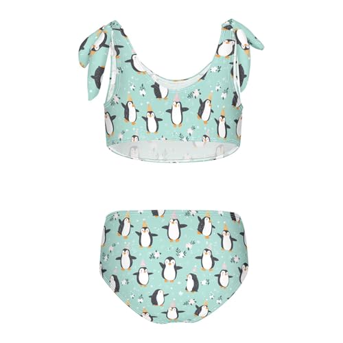Toddler Girls Bikini Set Penguins Swimsuits Kid Bowknot Swimwear 2 Piece Bathing Suit 3-12T2