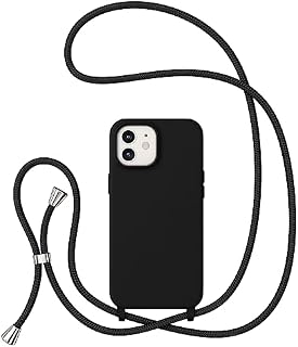 ZTOFERA Crossbody Lanyard Case for iPhone 12 / iPhone 12 Pro, Liquid Silicone Protective Phone Case with Strap Adjustable Neck Cord Necklace Soft Cover for iPhone 12/12 Pro, Brown