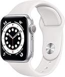 Apple Watch Series 6 (GPS, 40mm) Silver Aluminium Case with White Sport Band (Renewed)